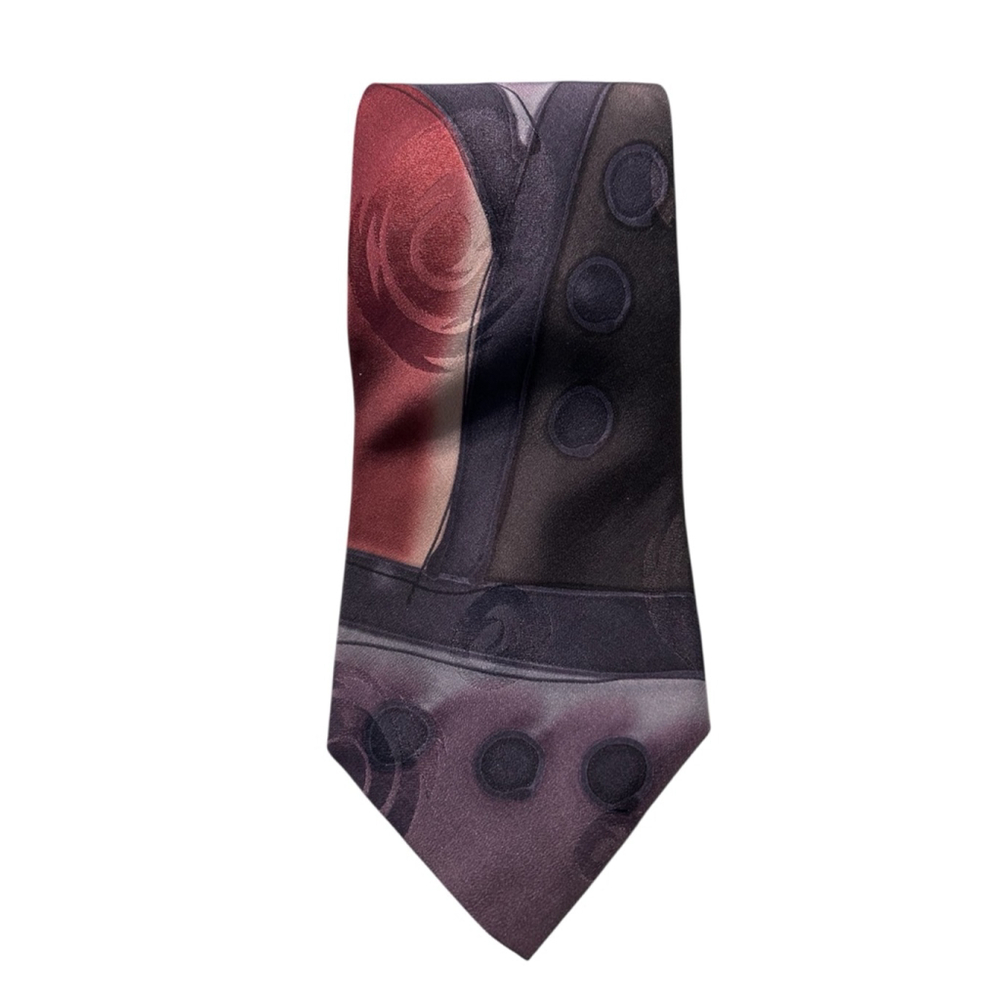 Robert Daskai Men’s Tie 100% Silk Purple Black Artist Signed